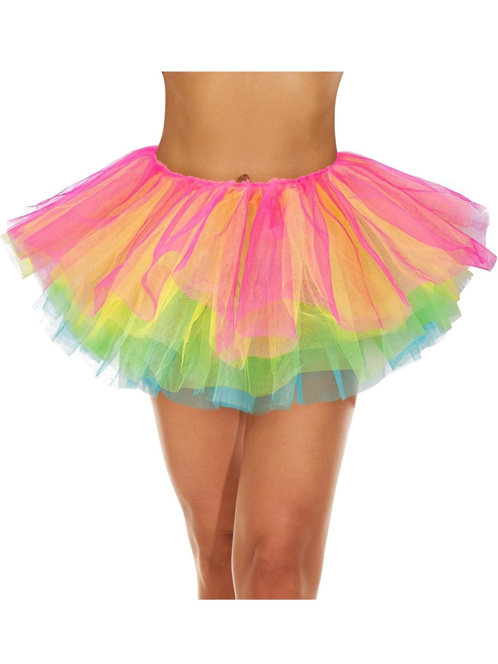 Rainbow Layered Tulle Skirt - Pink Multi